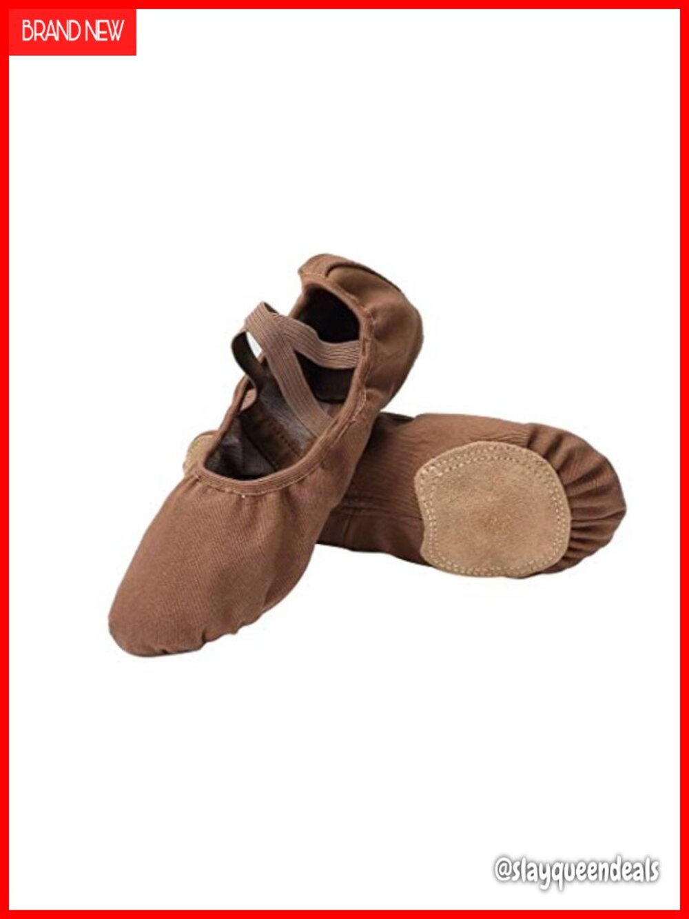Stretch Canvas Split Sole Ballet Dance Shoe Pre Sewn Elastics Women Girls